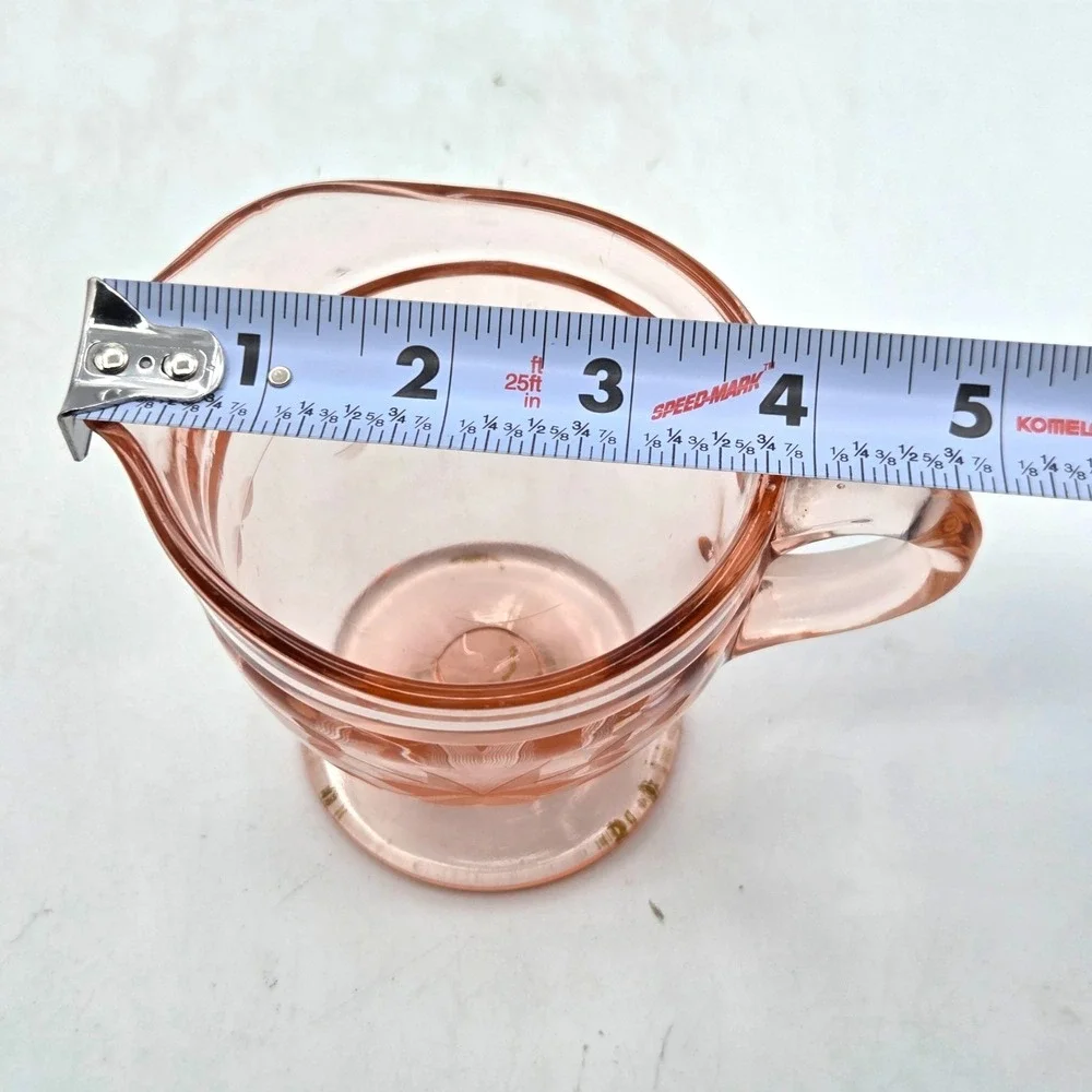 Vintage Pink  Depression Glass Floral Etched  Sugar‎ Bowl and Creamer Set  2pcs